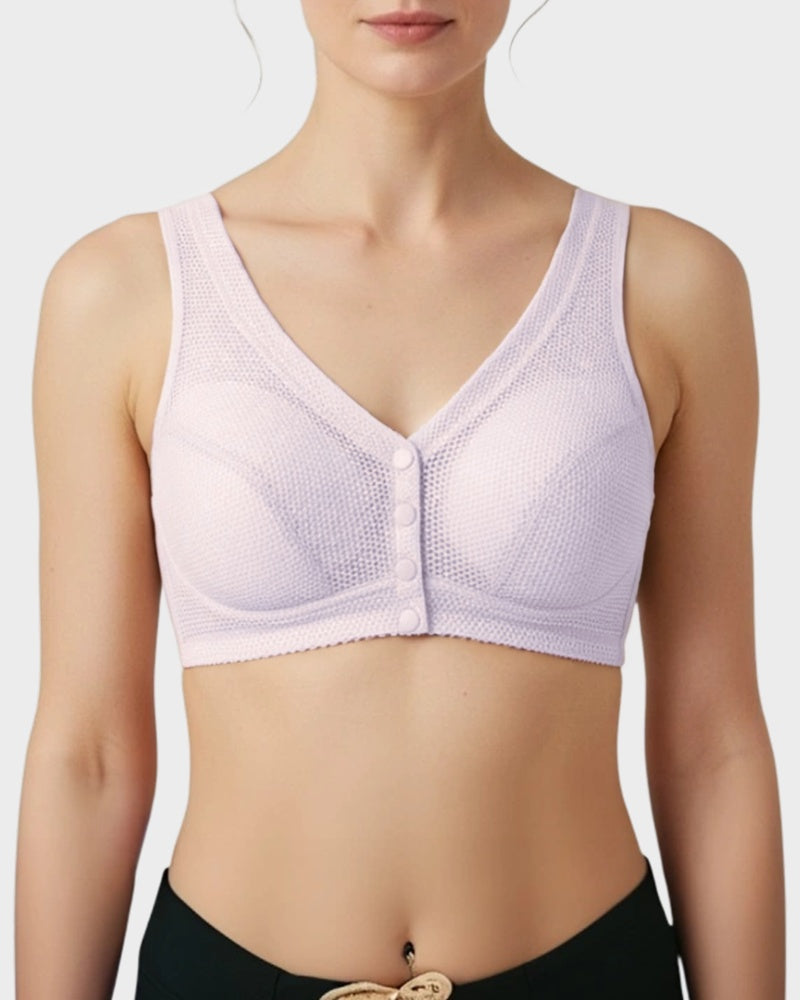 Comfort Front-Closure Wirefree Bra in Green - Everyday Comfort | Lumisensy