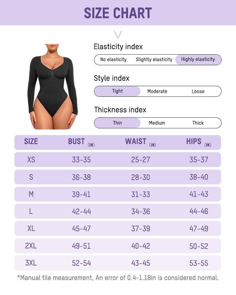 Lumisensy® Seamless V-Neck Long-Sleeve Shaping Bodysuit