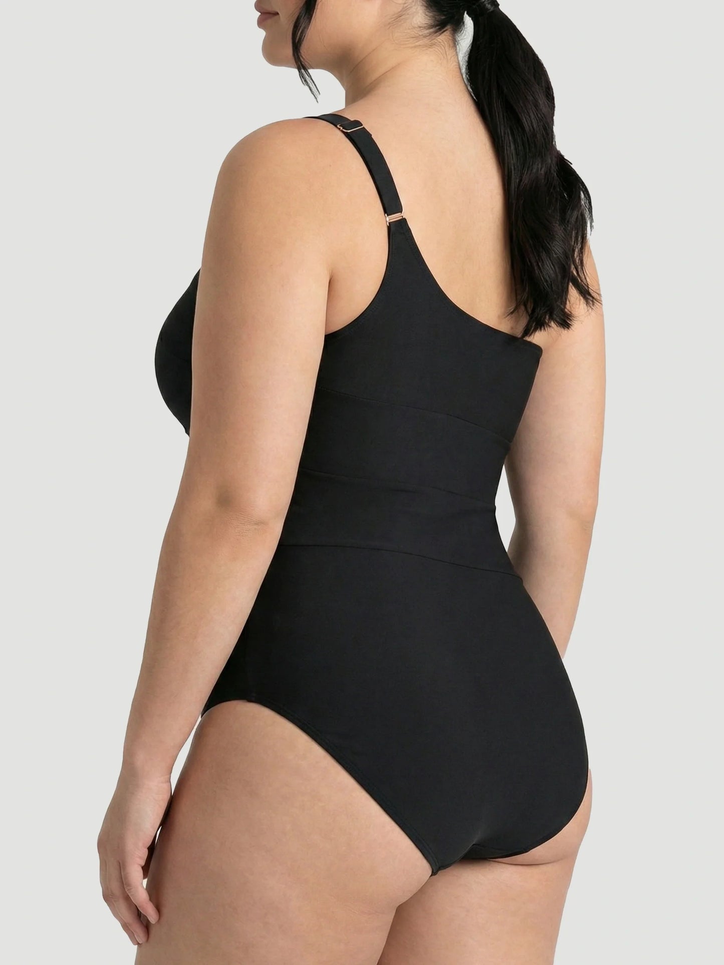 One Shoulder Shaping Swimsuit in Black - Everyday Comfort | Lumisensy