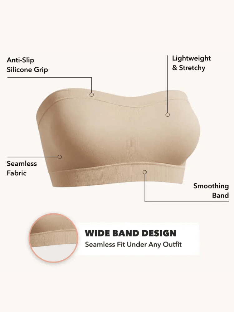 Lumisensy - Lumisensy® Wireless Backless Bandeau Bra Anti‑Slip Convertible Straps Plus Size - White - S - Lumisensy® Wireless Backless Bandeau Bra Anti‑Slip Convertible Straps Plus Size