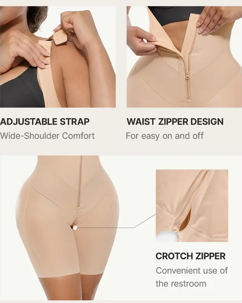 Total Contour Open-Bust Mid-Thigh Bodysuit in Tan - Everyday Comfort | Lumisensy