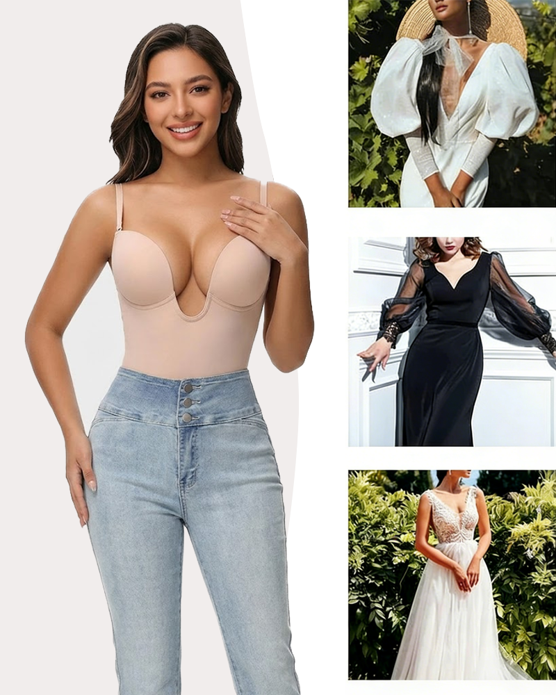 Firm Shaping Open-Back Bodysuit in Beige - Everyday Comfort | Lumisensy