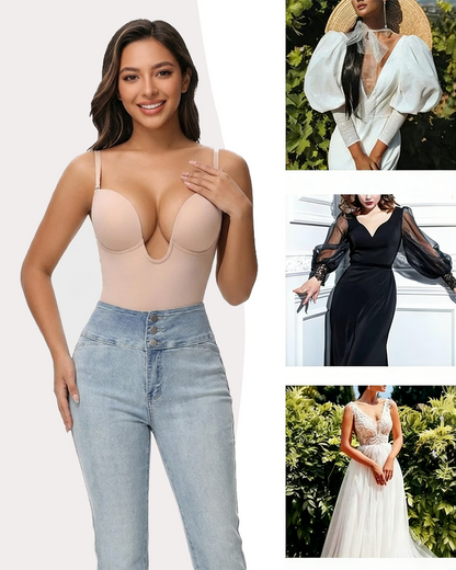 Firm Shaping Open-Back Bodysuit in Beige - Everyday Comfort | Lumisensy