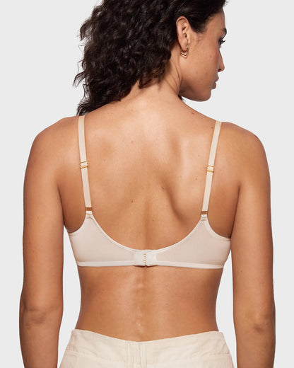 Lightweight Foam Cup Sheer Mesh Bra in Beige - Everyday Comfort | Lumisensy
