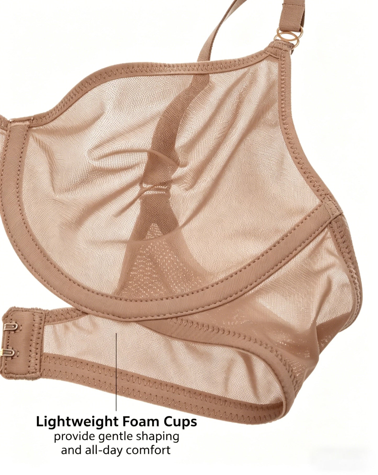 Lightweight Foam Cup Sheer Mesh Bra in Brown Purple - Everyday Comfort | Lumisensy