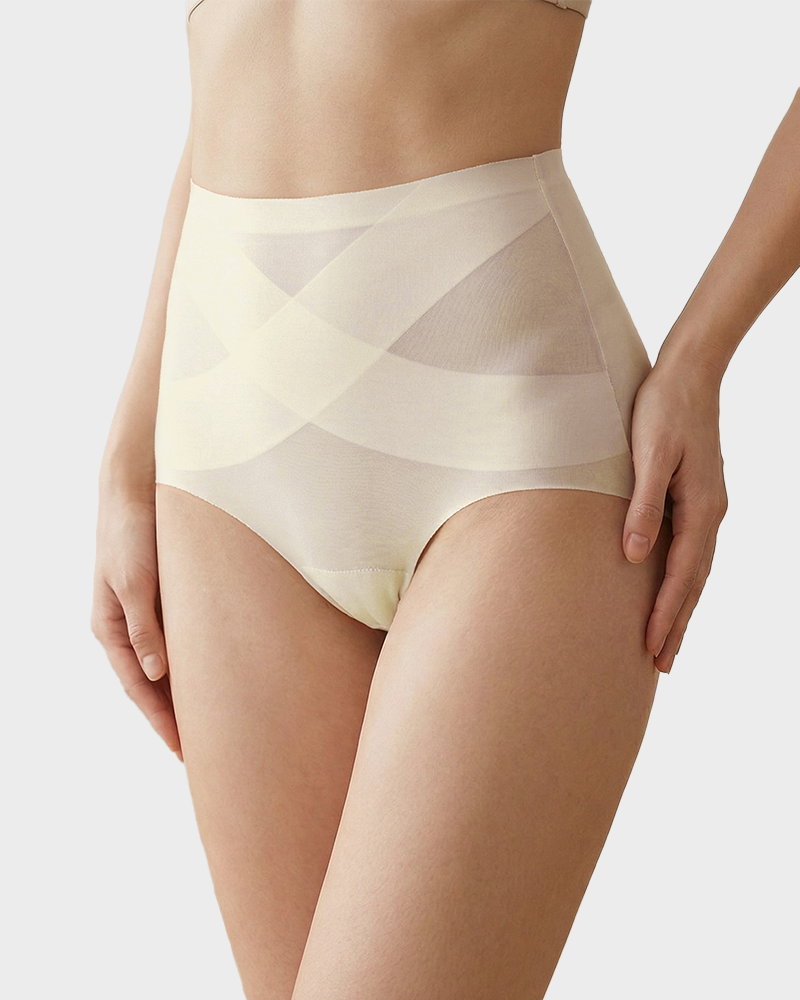 Cool Seamless High-Waist Briefs in Champagne - High Waist Control | Lumisensy