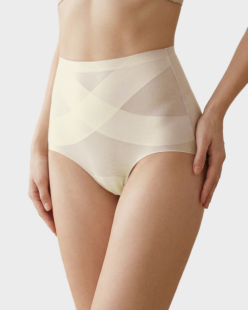 Cool Seamless High-Waist Briefs in Champagne - High Waist Control | Lumisensy