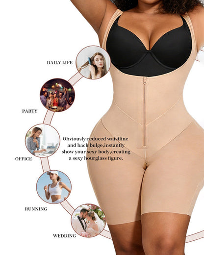 Total Contour Open-Bust Mid-Thigh Bodysuit in Black - Everyday Comfort | Lumisensy