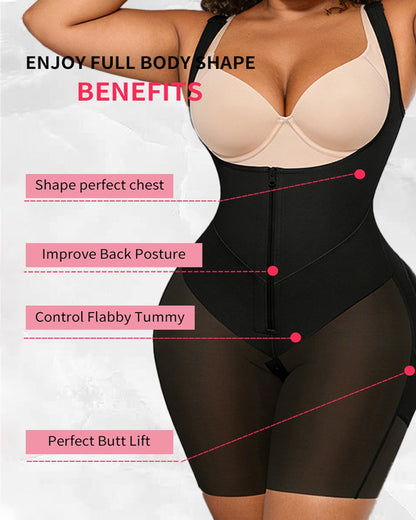 Total Contour Open-Bust Mid-Thigh Bodysuit in Tan - Everyday Comfort | Lumisensy