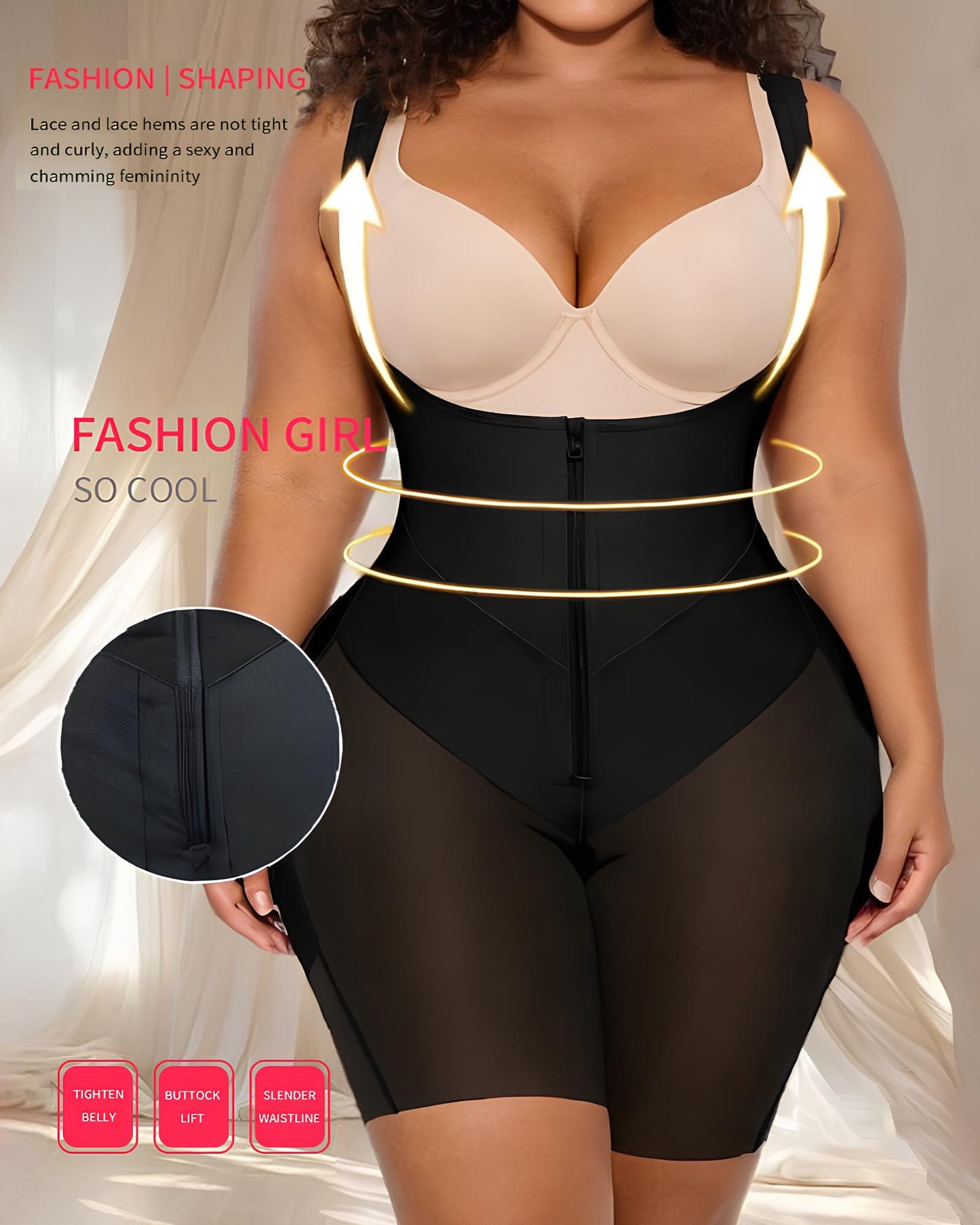 Total Contour Open-Bust Mid-Thigh Bodysuit in Tan - Everyday Comfort | Lumisensy