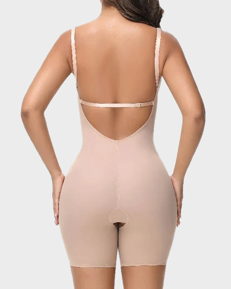 Firm Shaping Open-Back Bodysuit in Beige - Everyday Comfort | Lumisensy