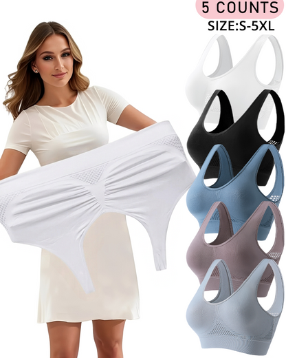 Lumisensy®  Plus Size Up to 5XL Curvy Breathable Hollow Out Wireless Bra (5 Pack)
