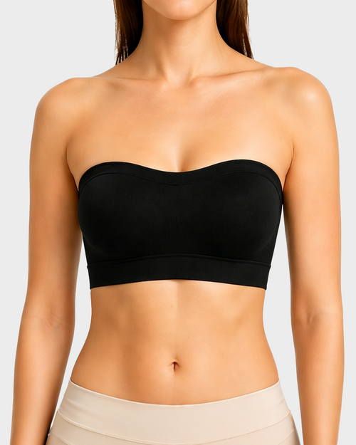 Chic Seamless Multiway Bandeau Bra in Black - Seamless Comfort | Lumisensy