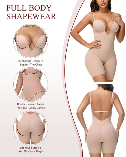 Firm Shaping Open-Back Bodysuit in Black - Everyday Comfort | Lumisensy