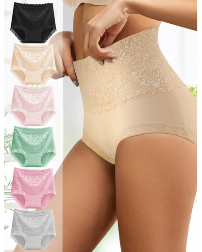 Floral Lace High-Waist Cotton Briefs 3-Pack Black Skin Green - Soft Cotton | Lumisensy