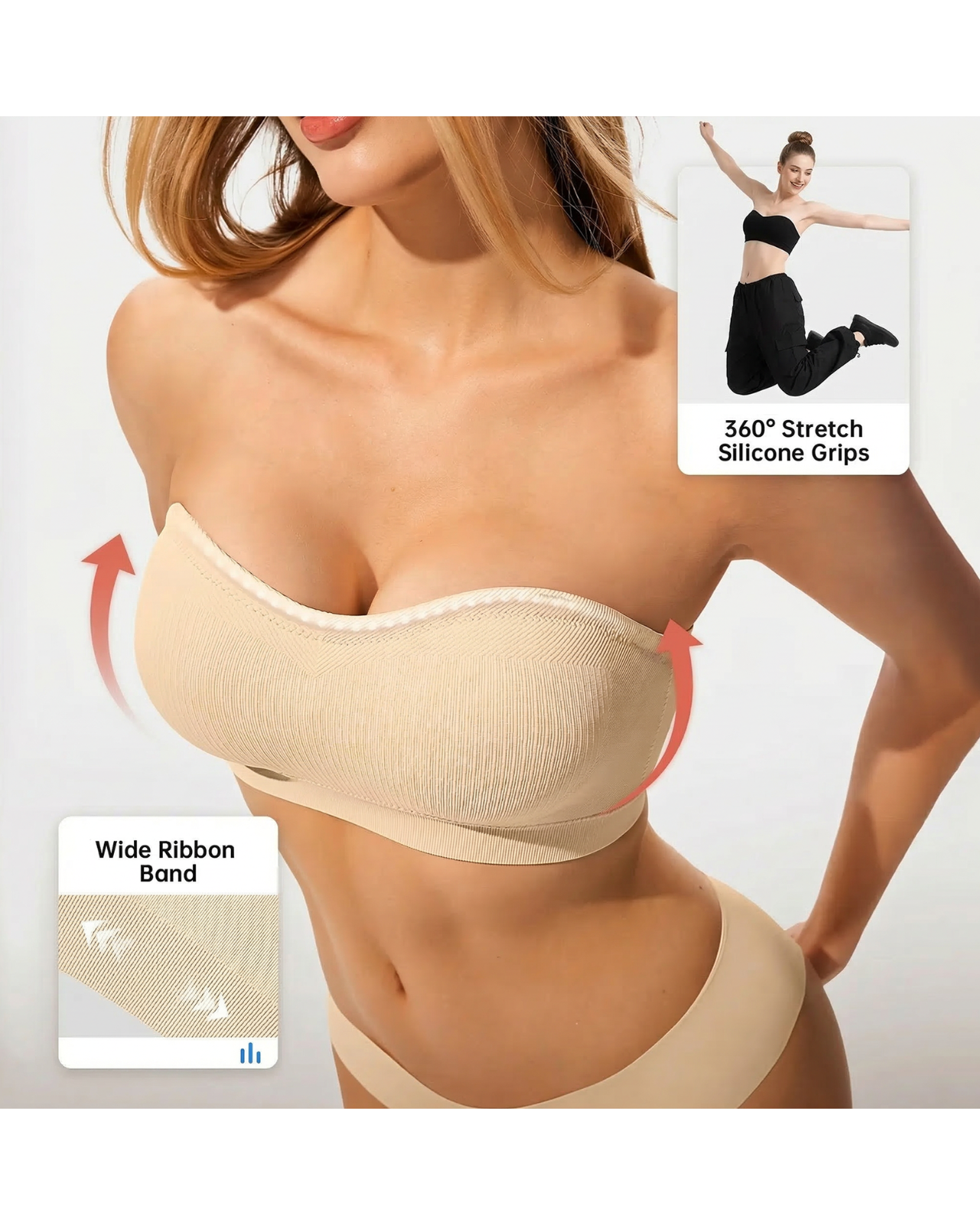 Lumisensy® Multiway Wireless Bandeau Bra – Stay Put Comfort Plus Size