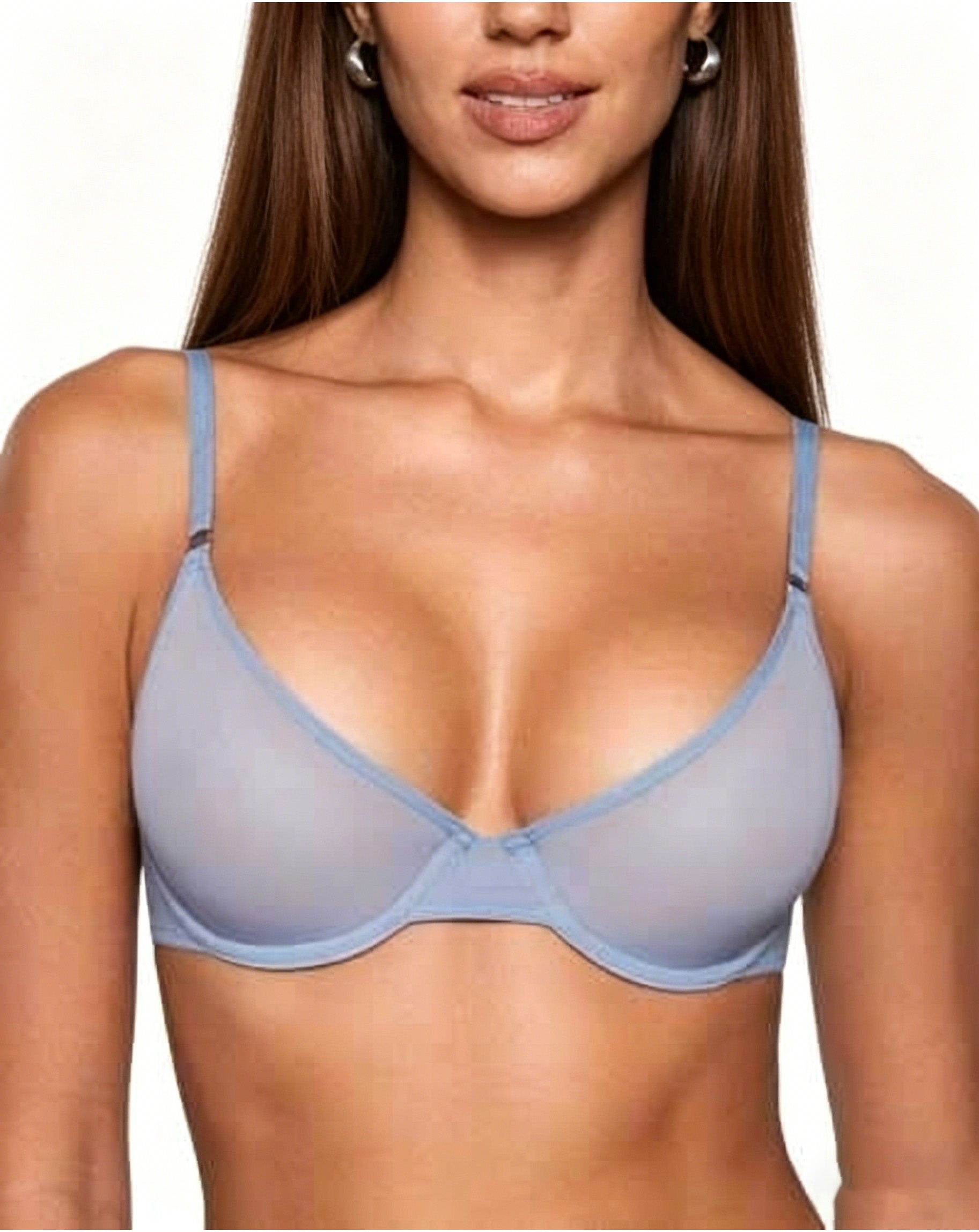 Lightweight Foam Cup Sheer Mesh Bra in Gravel Beige - Everyday Comfort | Lumisensy