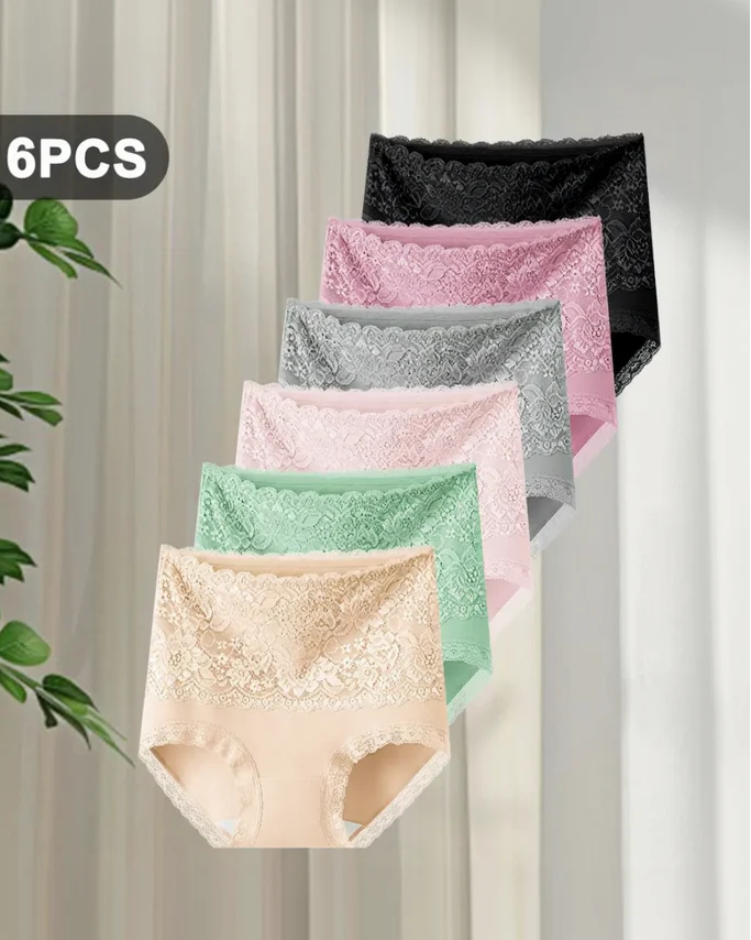 Floral Lace High-Waist Cotton Briefs 3-Pack Black Skin Green - Soft Cotton | Lumisensy