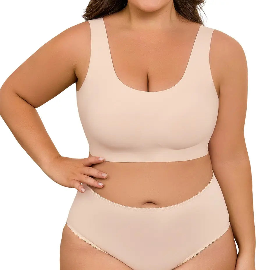 Seamless Wireless Full Coverage Bra in Champagne - Wireless Comfort | Lumisensy