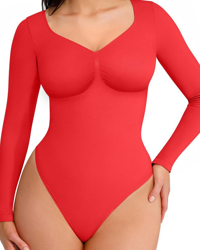 Lumisensy® Seamless V-Neck Long-Sleeve Shaping Bodysuit