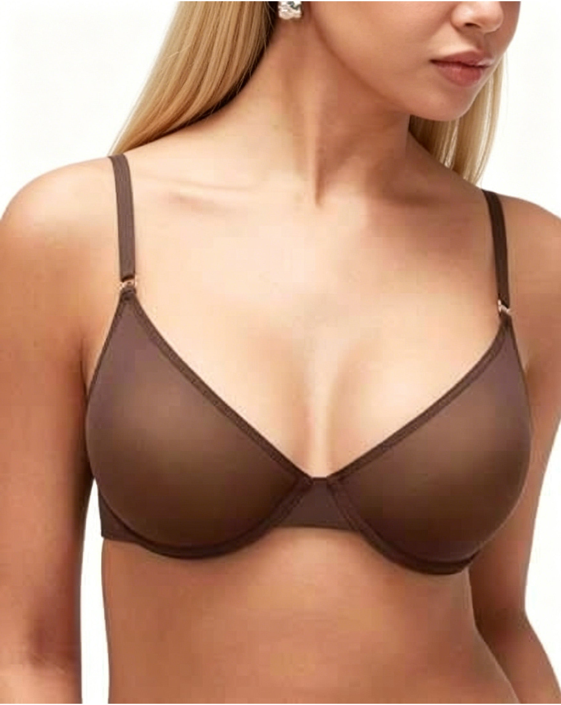 Lightweight Foam Cup Sheer Mesh Bra in Beige - Everyday Comfort | Lumisensy