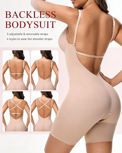 Firm Shaping Open-Back Bodysuit in Beige - Everyday Comfort | Lumisensy