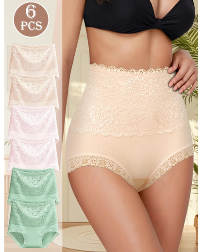 Floral Lace High-Waist Cotton Briefs 3-Pack Black Gray Purple - Soft Cotton | Lumisensy