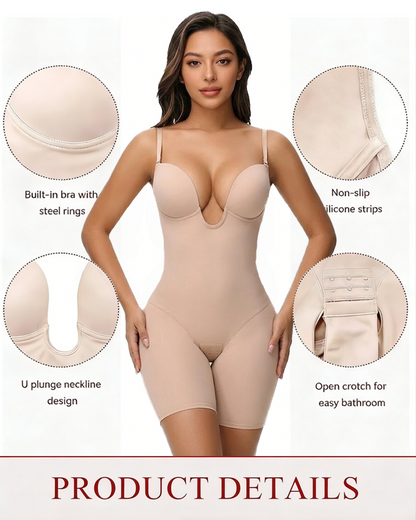 Firm Shaping Open-Back Bodysuit in Beige - Everyday Comfort | Lumisensy