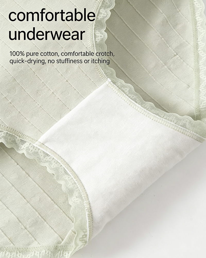 Lumisensy® Fresh Lace-Trim Cotton Panties