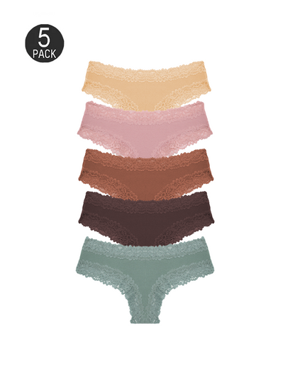 Flattering Low-Rise Ribbed Cotton Panties 5-Pack Set2 - Soft Cotton | Lumisensy