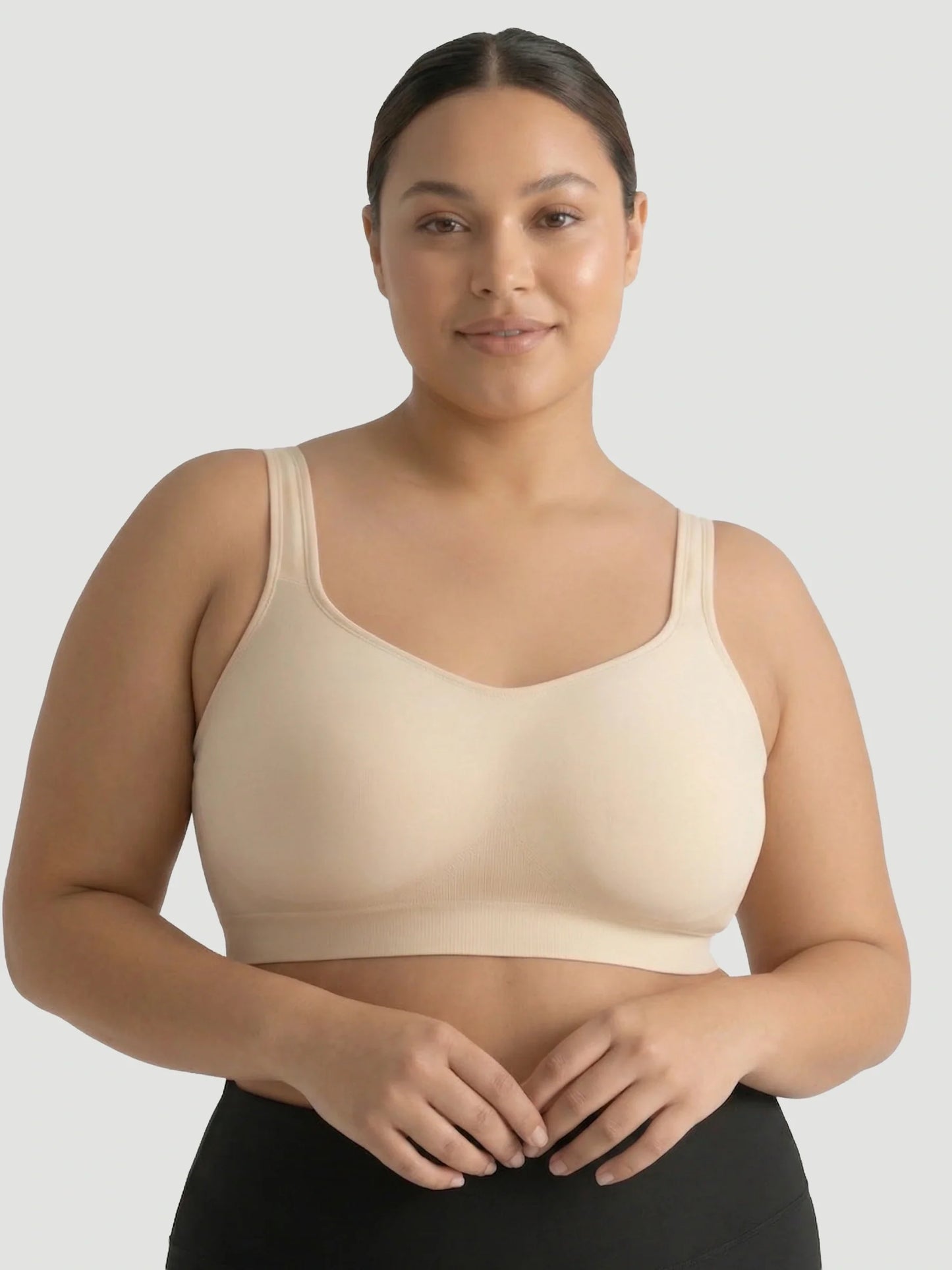 Adjustable Wire Free Shaper Bra with Bra Extender in Beige - Bra Extender | Lumisensy