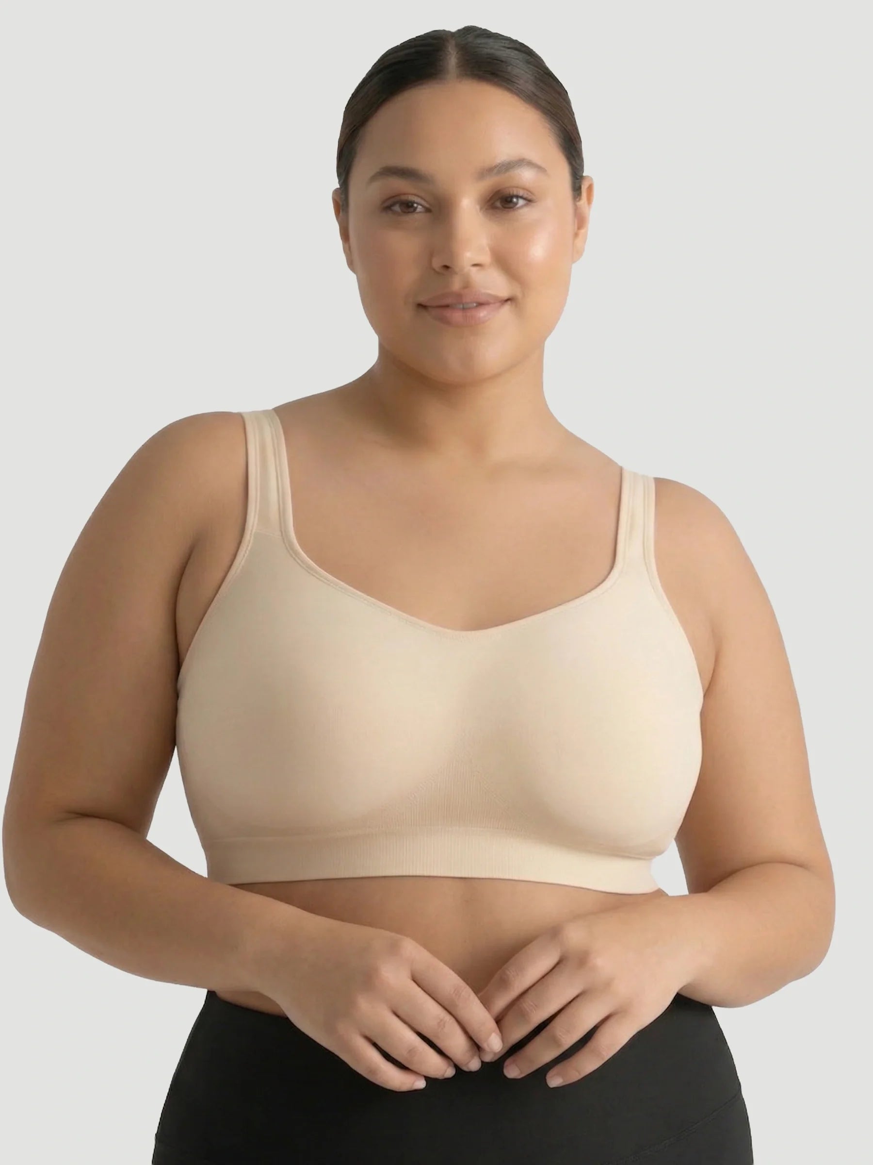 Adjustable Wire Free Shaper Bra with Bra Extender in Beige - Bra Extender | Lumisensy