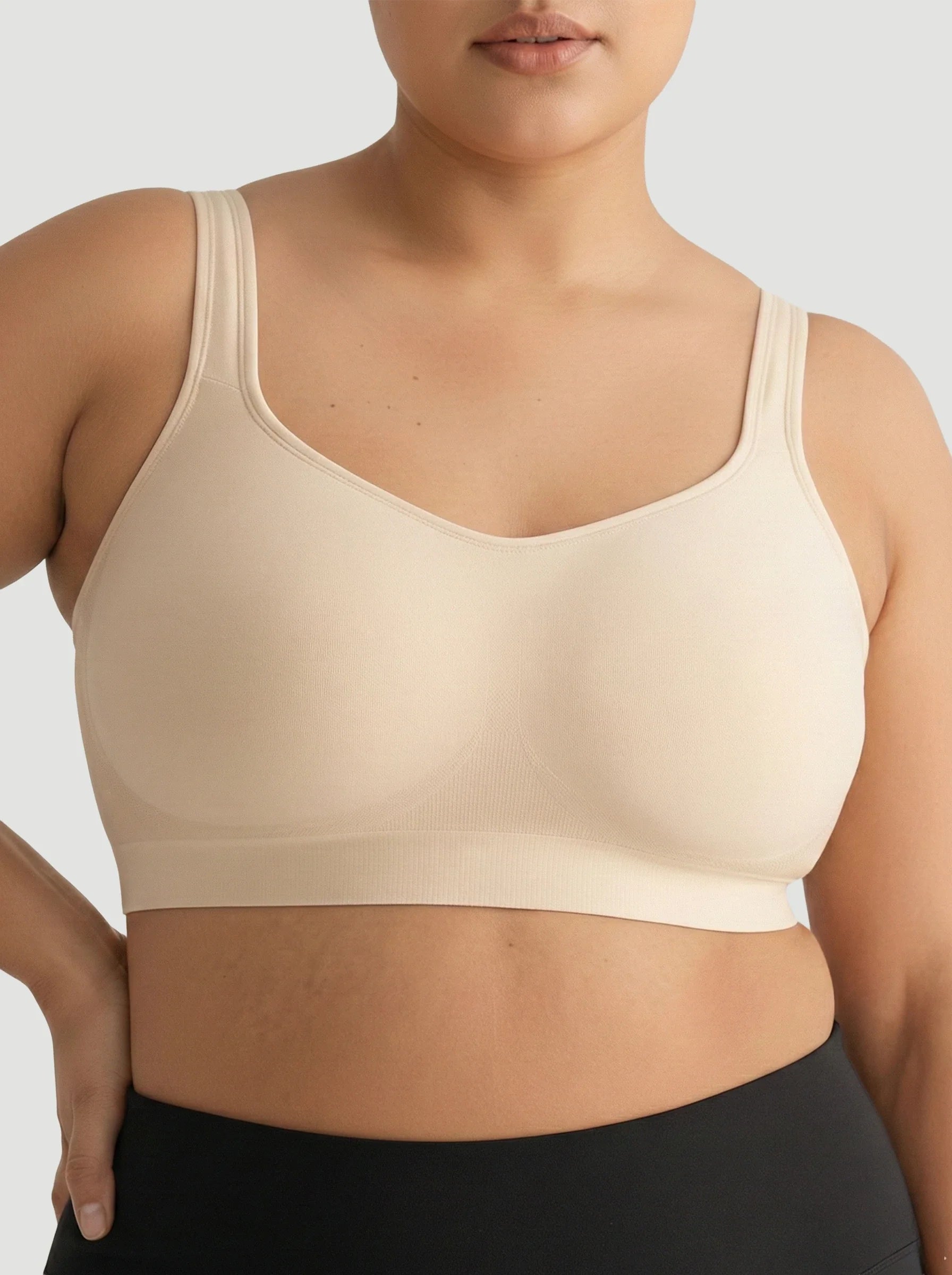 Adjustable Wire Free Shaper Bra with Bra Extender in Beige - Bra Extender | Lumisensy