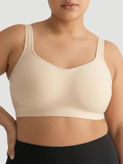 Adjustable Wire Free Shaper Bra with Bra Extender in Beige - Bra Extender | Lumisensy
