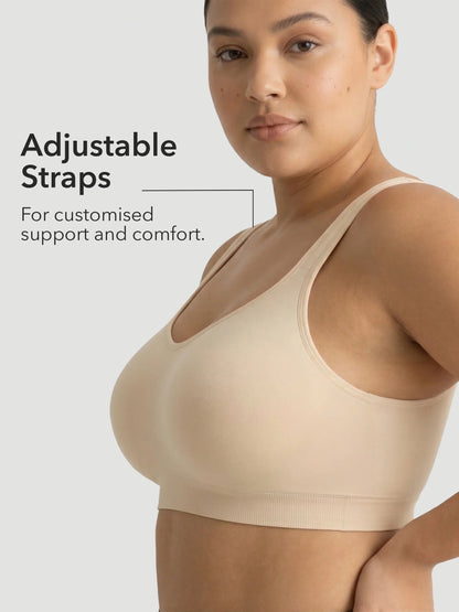 Adjustable Wire Free Shaper Bra with Bra Extender in Beige - Bra Extender | Lumisensy