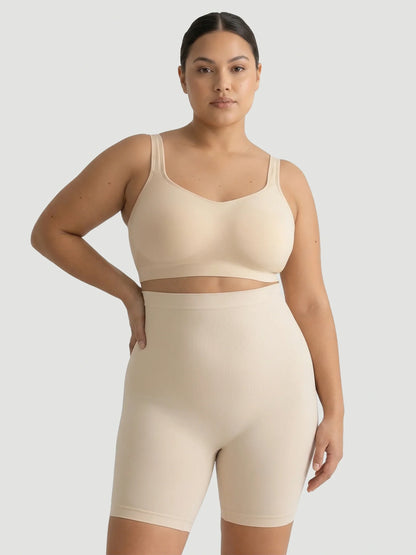 Adjustable Wire Free Shaper Bra with Bra Extender in Beige - Bra Extender | Lumisensy