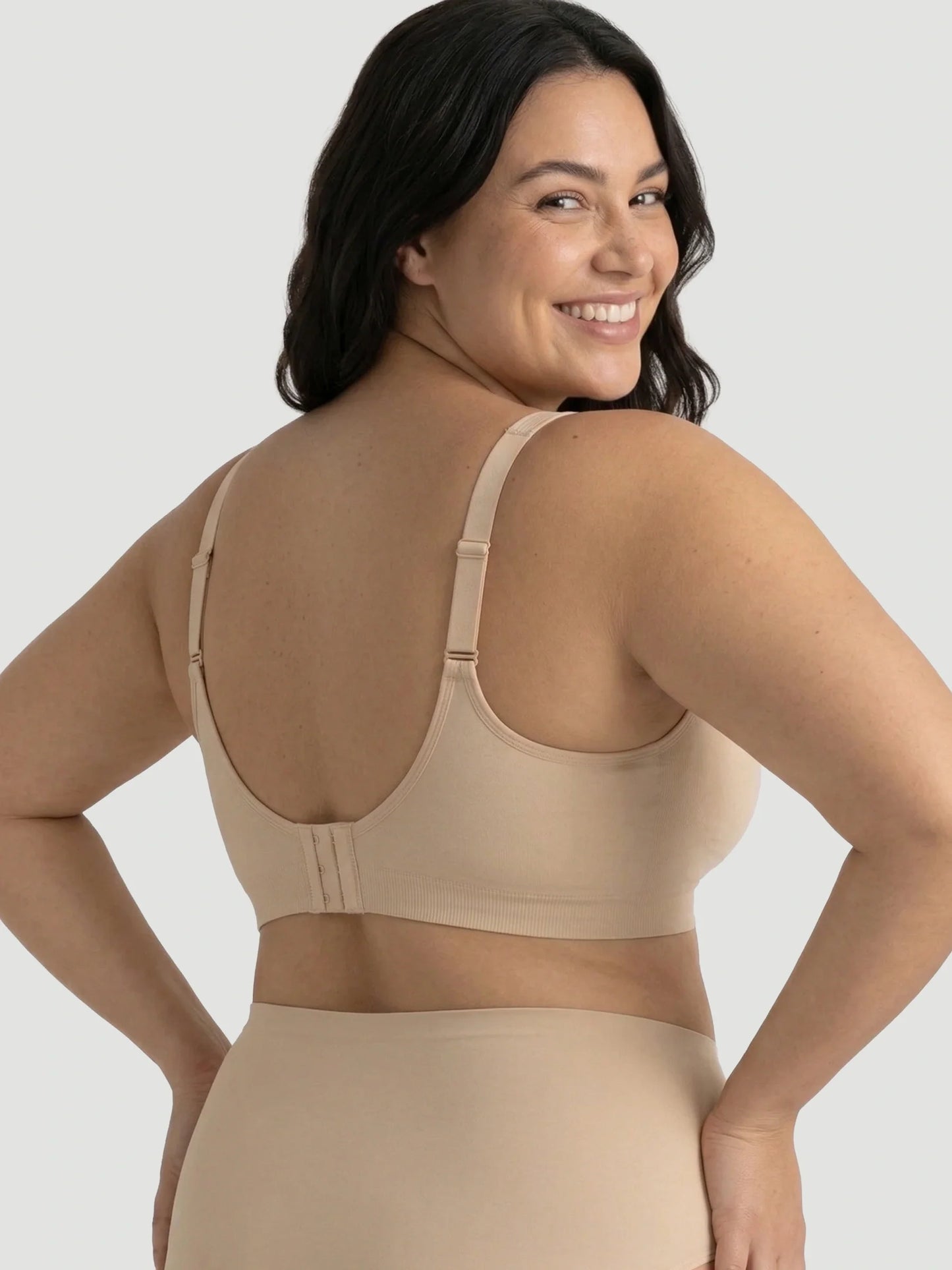 Adjustable Wire Free Shaper Bra with Bra Extender in Beige - Bra Extender | Lumisensy