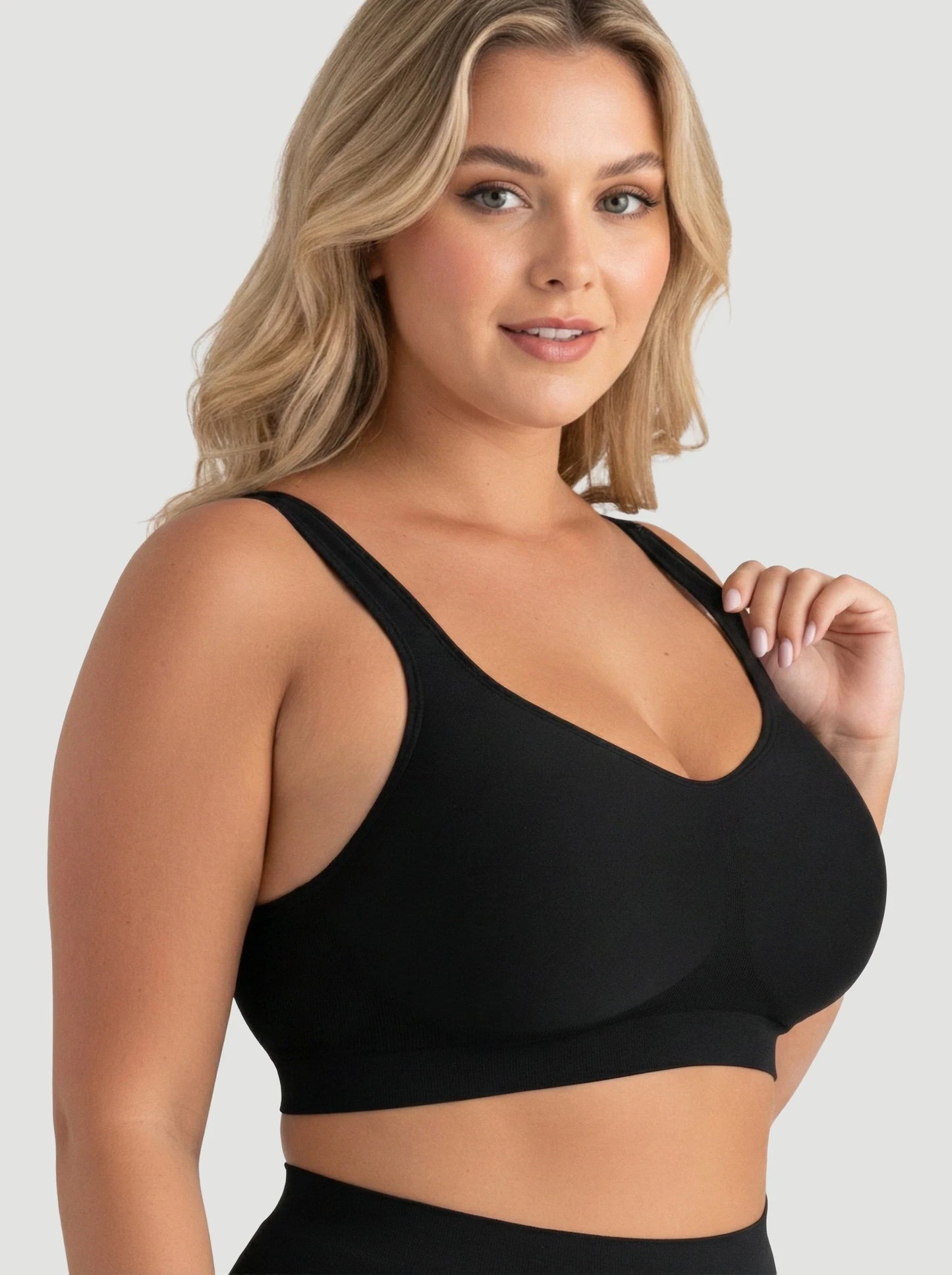 Adjustable Wire Free Shaper Bra with Bra Extender in Black - Bra Extender | Lumisensy