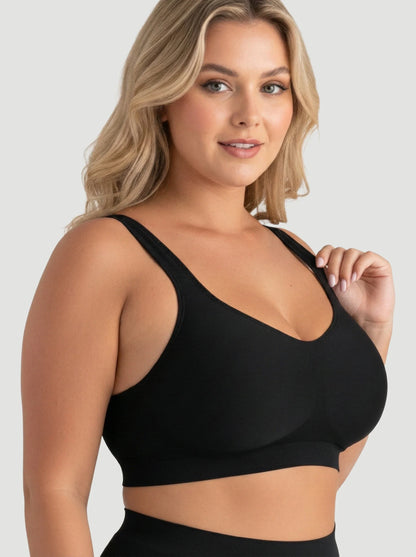 Adjustable Wire Free Shaper Bra with Bra Extender in Black - Bra Extender | Lumisensy