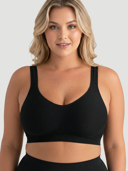 Adjustable Wire Free Shaper Bra with Bra Extender in Black - Bra Extender | Lumisensy