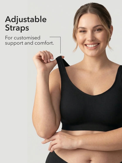 Adjustable Wire Free Shaper Bra with Bra Extender in Black - Bra Extender | Lumisensy