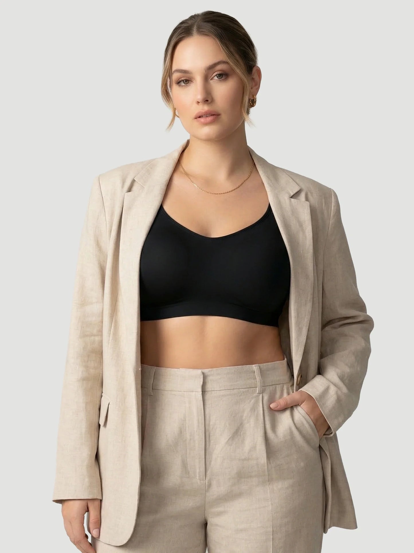 Adjustable Wire Free Shaper Bra with Bra Extender in Black - Bra Extender | Lumisensy