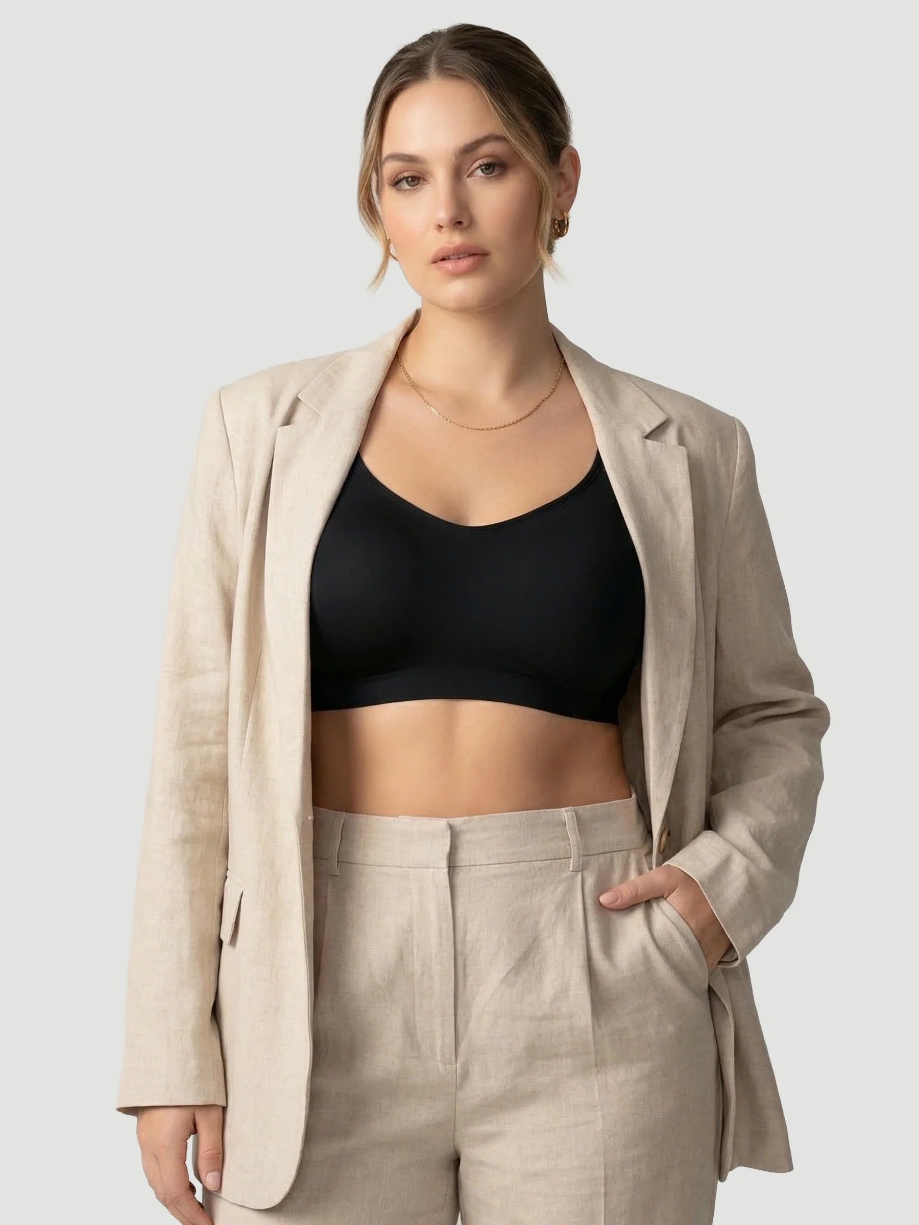 Adjustable Wire Free Shaper Bra with Bra Extender in Black - Bra Extender | Lumisensy