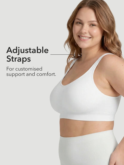 Adjustable Wire Free Shaper Bra with Bra Extender in White - Bra Extender | Lumisensy