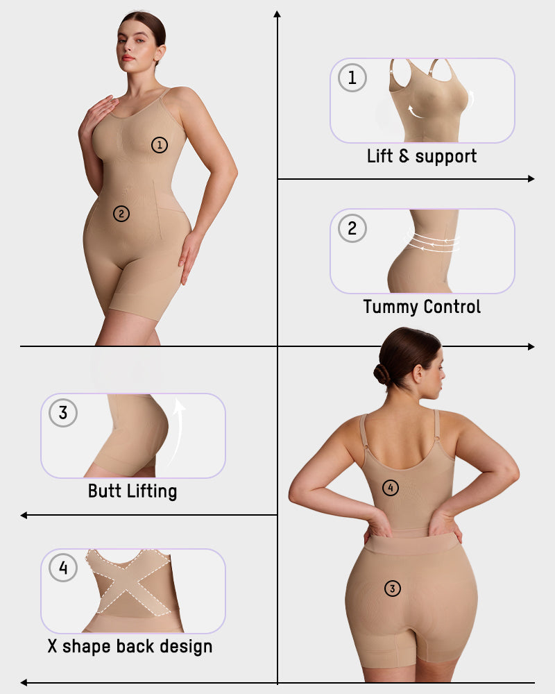 Lumisensy® Easyslide Back-Zip Butt-Lifter Bodysuit