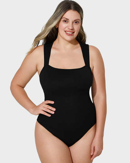 Slim Tummy-Tuck Bodysuit in Black - Tummy Control | Lumisensy