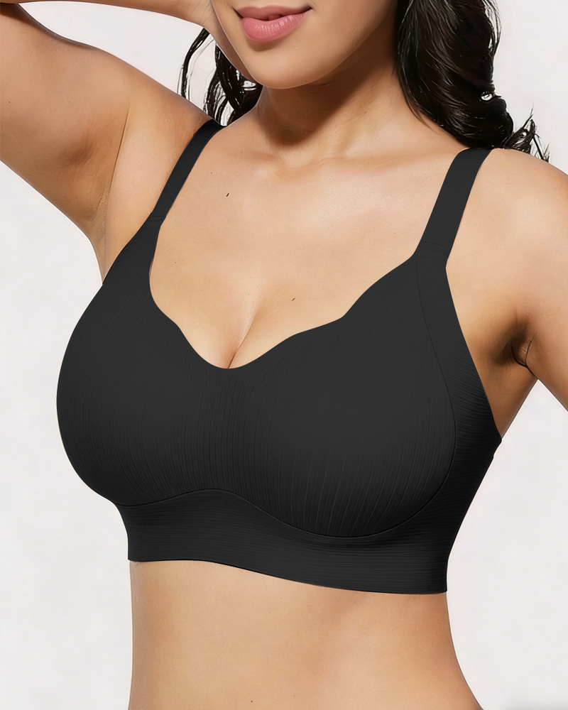 Comfort Wireless Vest Bra in Black - Wireless Comfort | Lumisensy