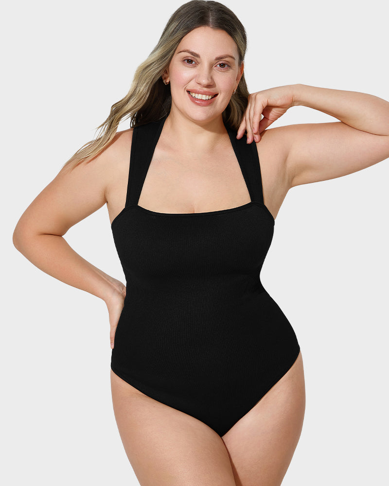 Slim Tummy-Tuck Bodysuit in Black - Tummy Control | Lumisensy