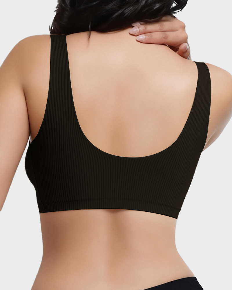 Comfort Wireless Vest Bra in Black - Wireless Comfort | Lumisensy