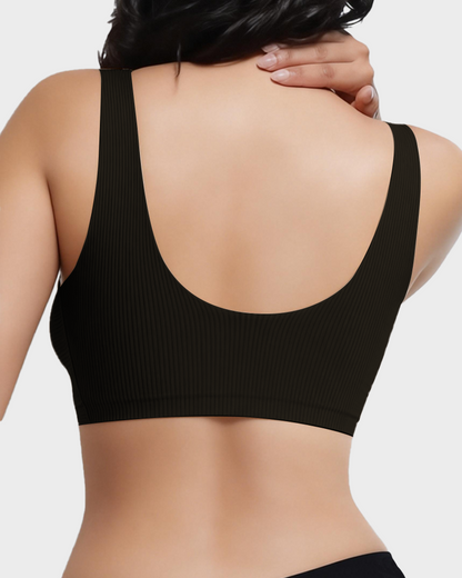 Comfort Wireless Vest Bra in Black - Wireless Comfort | Lumisensy